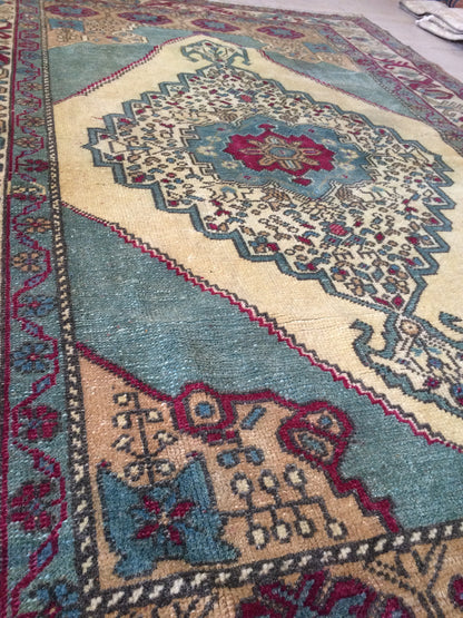 Turkish Rugs,  Oushak Rug, Hand Knotted Rug, Wool Persian Rug,Handmade Rug, Wool Turkish Rug, Vintage Farmhouse Rug, Vintage Rug, Floor Art