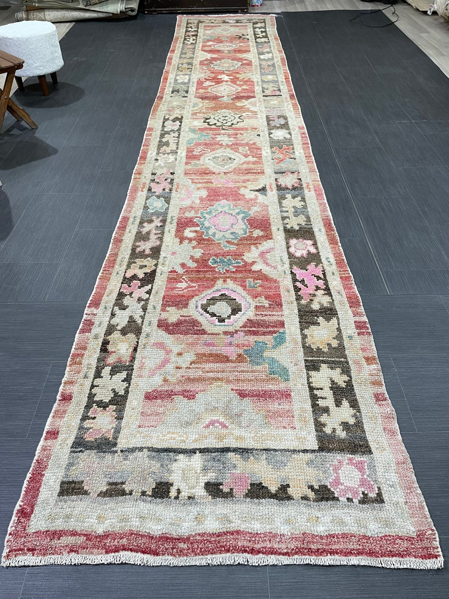 Turkish Oushak Runner 3 x 15.3 Turkish Runner Rug XL Vintage Runner Rug Long Hallway Runner Rug Kitchen Runner Stairs Runner