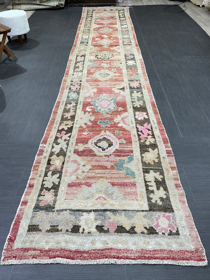 Turkish Oushak Runner 3 x 15.3 Turkish Runner Rug XL Vintage Runner Rug Long Hallway Runner Rug Kitchen Runner Stairs Runner