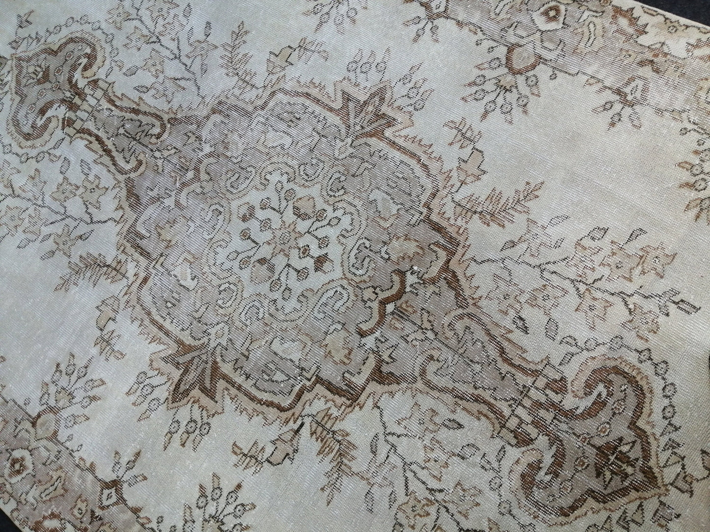 6.2 x 9.9 Vintage Rugs TURKISH HAND MADE Rugs Vintage Turkish Rugs  Muted 6x10 Rug Neutral Turkish Oushak Rug Vintage Oushak Rug, Wool Rug