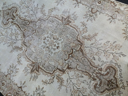 6.2 x 9.9 Vintage Rugs TURKISH HAND MADE Rugs Vintage Turkish Rugs  Muted 6x10 Rug Neutral Turkish Oushak Rug Vintage Oushak Rug, Wool Rug