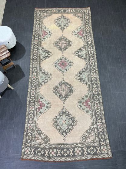 Antique Handmade Runner RUG 4.2 x 10 TURKISH Oushak Rug Vintage Runner Rug Vintage Runner Rug Wool Oushak Rug Handmade Rug Hand Knotted Rug