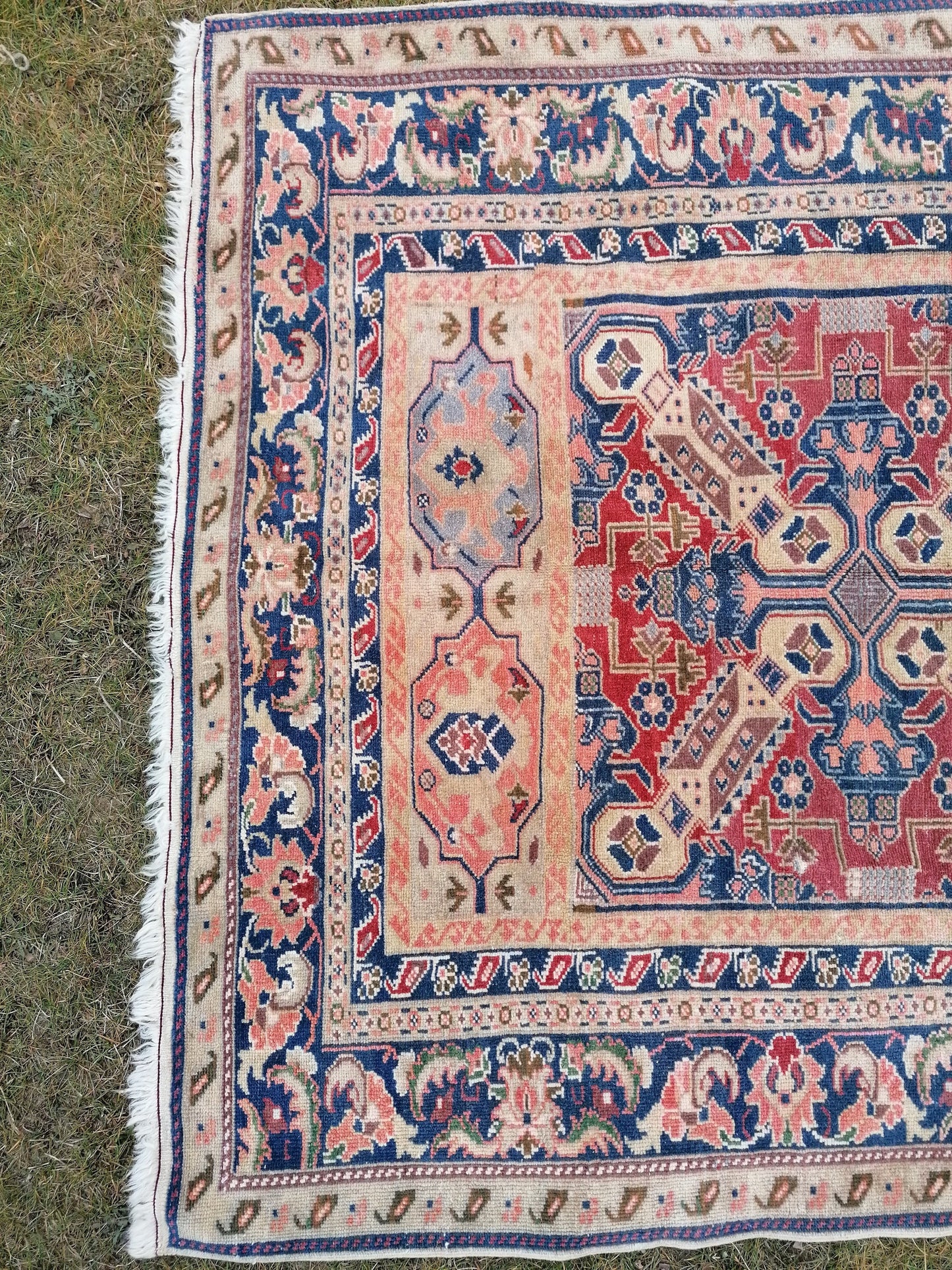 5'4x10'2 vintage handmade rug, blue turkish rug, oushak wool rug rustic unsual tribal rug retro style rug traditional turkish design