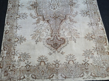 6.2 x 9.9 Vintage Rugs TURKISH HAND MADE Rugs Vintage Turkish Rugs  Muted 6x10 Rug Neutral Turkish Oushak Rug Vintage Oushak Rug, Wool Rug