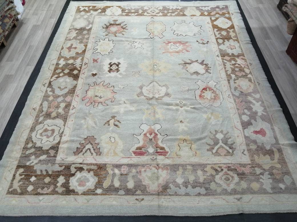 OUSHAK RUG Hand Made 11.3 x 9.2 Oushak Rug Vintage Oushak Rug Vintage Rug Wool Oushak Rug Hand Made Rug Vintage Turkish Rug