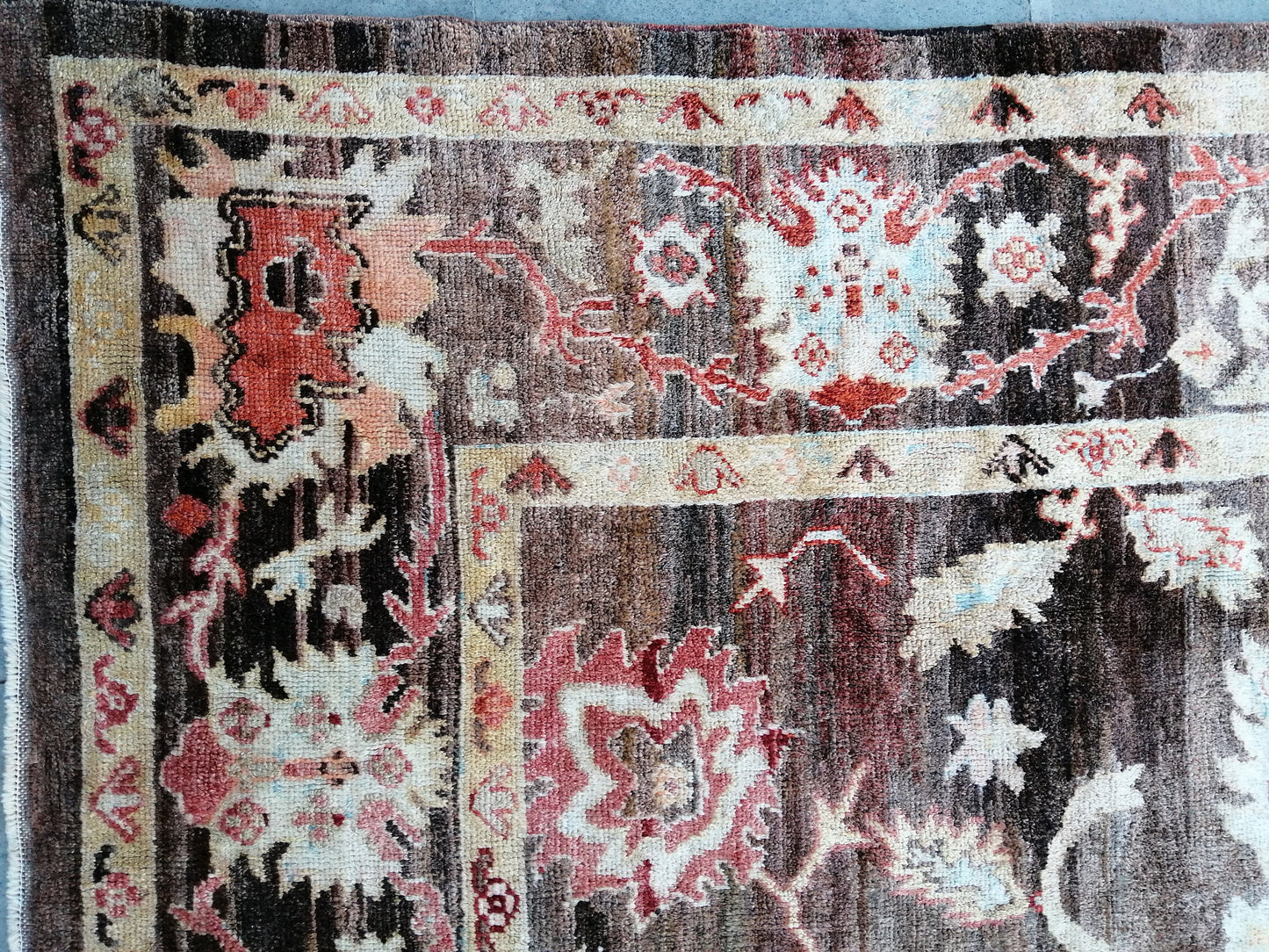 OUSHAK RUG, TURKISH Oushak Rug, Vintage Oushak Rug Wool Oushak Rug Dark Hand Made Rugs, Authentic Oushak Rug