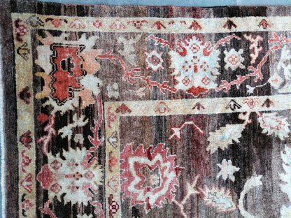 OUSHAK RUG, TURKISH Oushak Rug, Vintage Oushak Rug Wool Oushak Rug Dark Hand Made Rugs, Authentic Oushak Rug