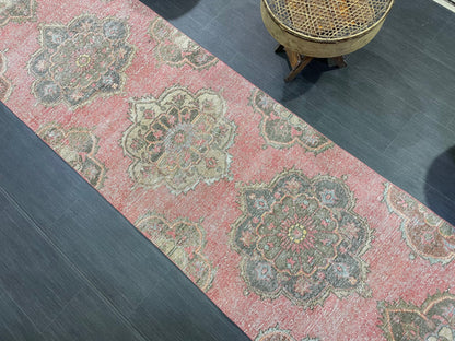 Turkish Runner Rug, Hand Knotted 2.8 x 12.7 Runner Rug, Vintage Runner Rug, Hallway Runner Rug, Persian Kitchen Runner Rug, Runner Rug