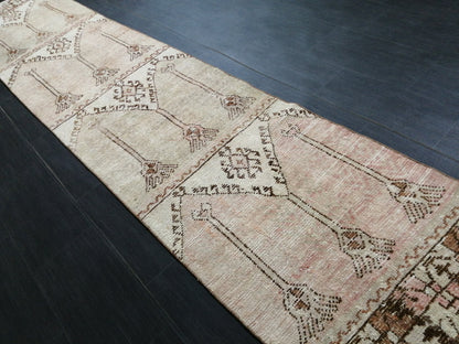 MUTED Oushak Runner Rug 2.4 x  11.6 Vintage Runner Rug Hallway Runner Rug Kitchen Runner Rug Wool Runner Rug Wool Oushak Turkish Runner Rug