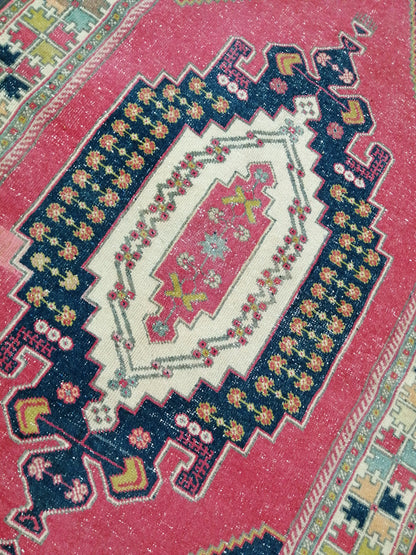 9.5 x 4.6 Rugs, Hand Made Rug, Blue Oushak Rug, Navy Vintag Rug, Bohemian Rug, Rug Runner, Turkish Rug, Farmhouse Rug, Vintage Rug, Wool rug