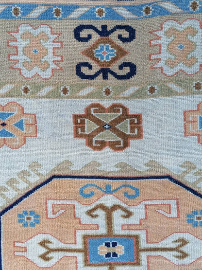 Oushak turkish rug 5'8x8 pastel vintage rug, large living room rug, kitchen rug, vintage anatolian rug,unique hand made bohemian