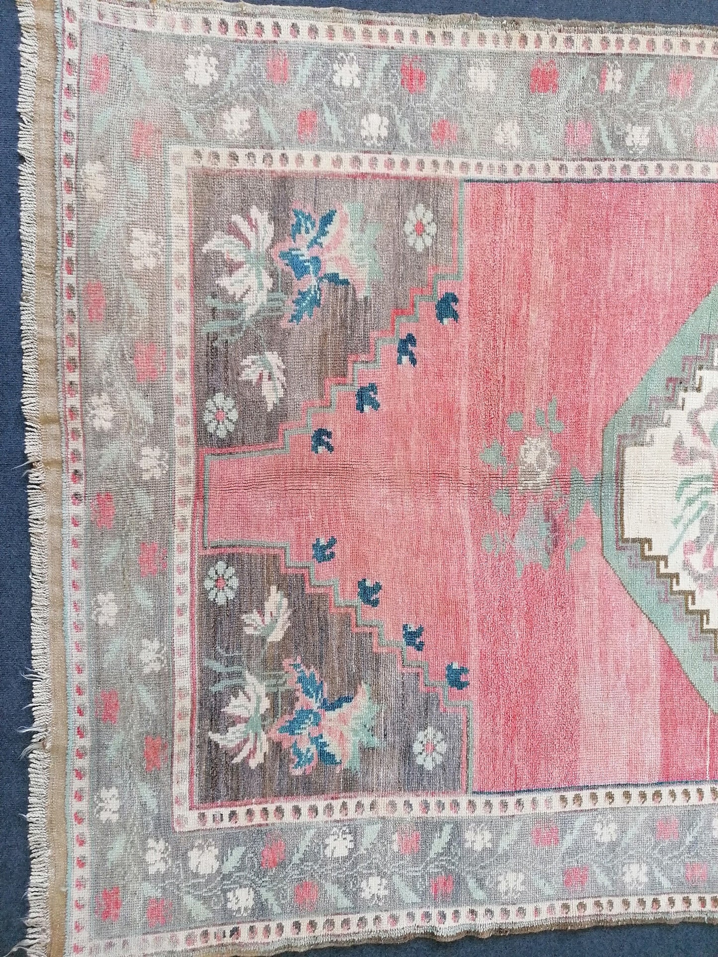 Turkish rug 5'2x8'6 vintage large rug, oushak hand made wool rug, living room rug, kitchen rug,bohemian rug