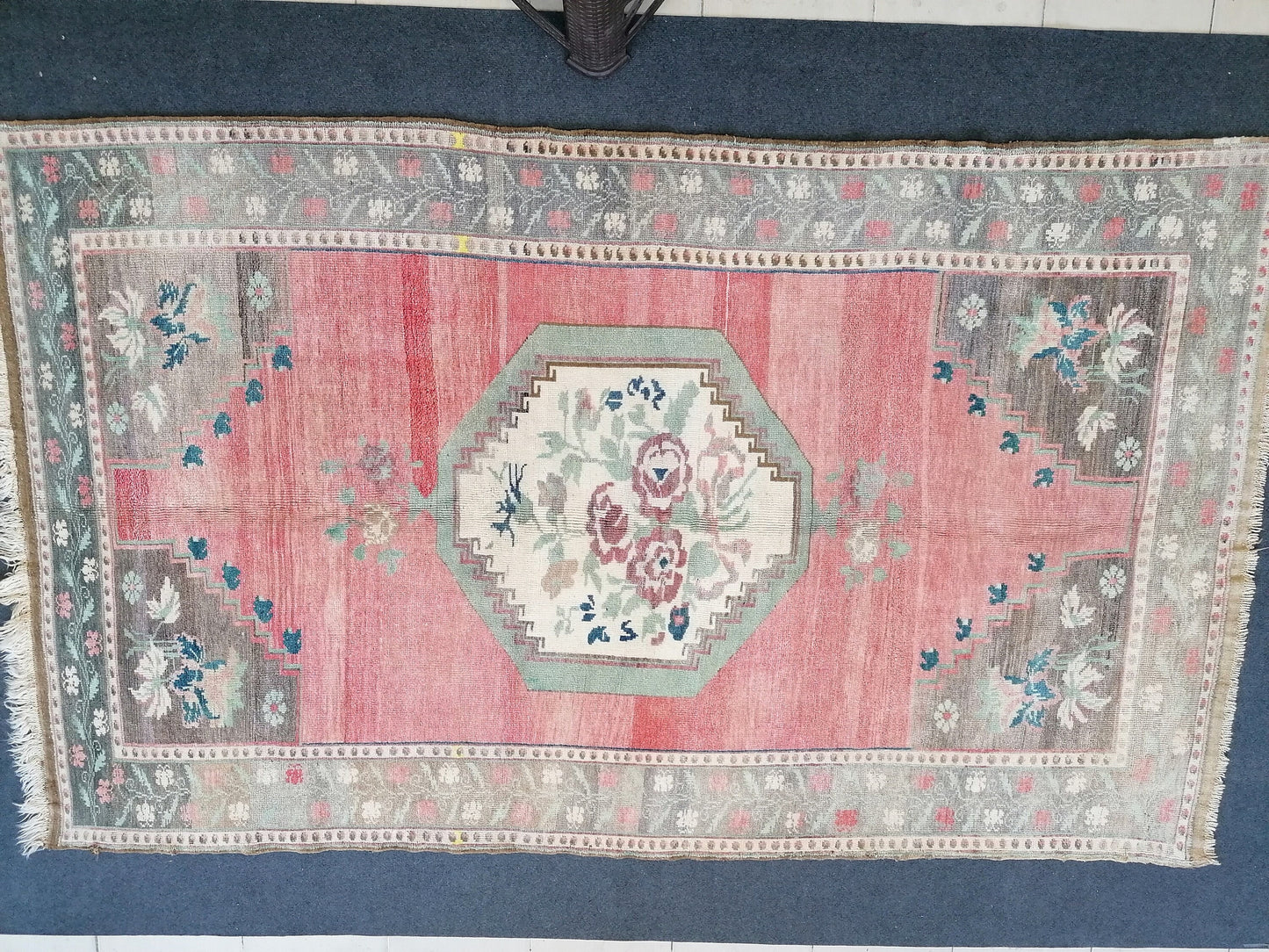 Turkish rug 5'2x8'6 vintage large rug, oushak hand made wool rug, living room rug, kitchen rug,bohemian rug