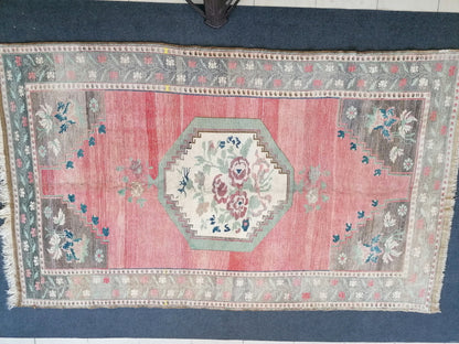 Turkish rug 5'2x8'6 vintage large rug, oushak hand made wool rug, living room rug, kitchen rug,bohemian rug