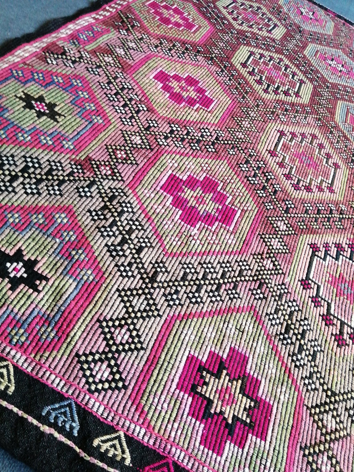 8 x 4 Flatwoven with Embroidery Rug TURKISH HAND MADE Rugs Vintage Turkish Rugs  Oushak Rug   Traditional Rug, Vintage Oushak Rug, Wool Rug