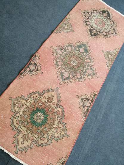 2.7 x 7 Oushak Runner Rug Turkish Runner Rug Vintage Runner Rug Hallway Runner Rug Kitchen Runner Rug Wool Runner Rug Wool Oushak Rug