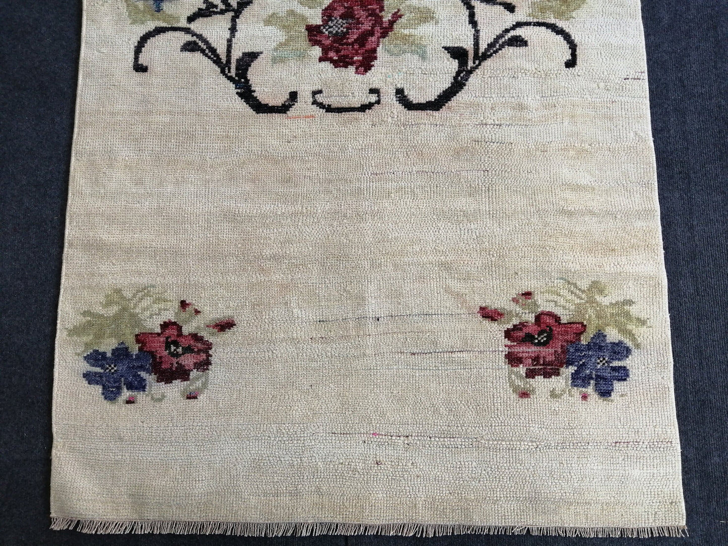 Floral OUSHAK RUG TURKISH 6.3 x 3.2 Oushak Rug Vintage Oushak Runner Rug Vintage Runner Rug Wool  Hand Made Rugs Vintage Turkish Rug