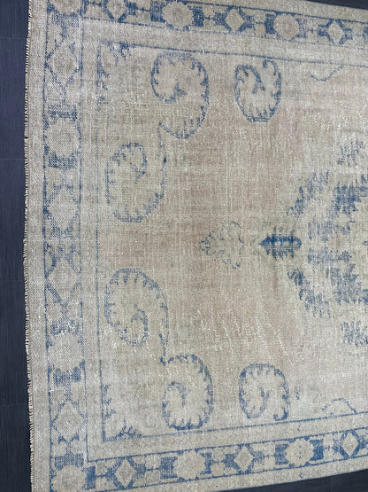 Large MUTED Rug Vintage 7.5 x 11.4 Handmade Rug, Oushak Rug Natural Rustic Rug ORIENTAL Rug Turkish Rug Hand Knotted Neutral Persian rug