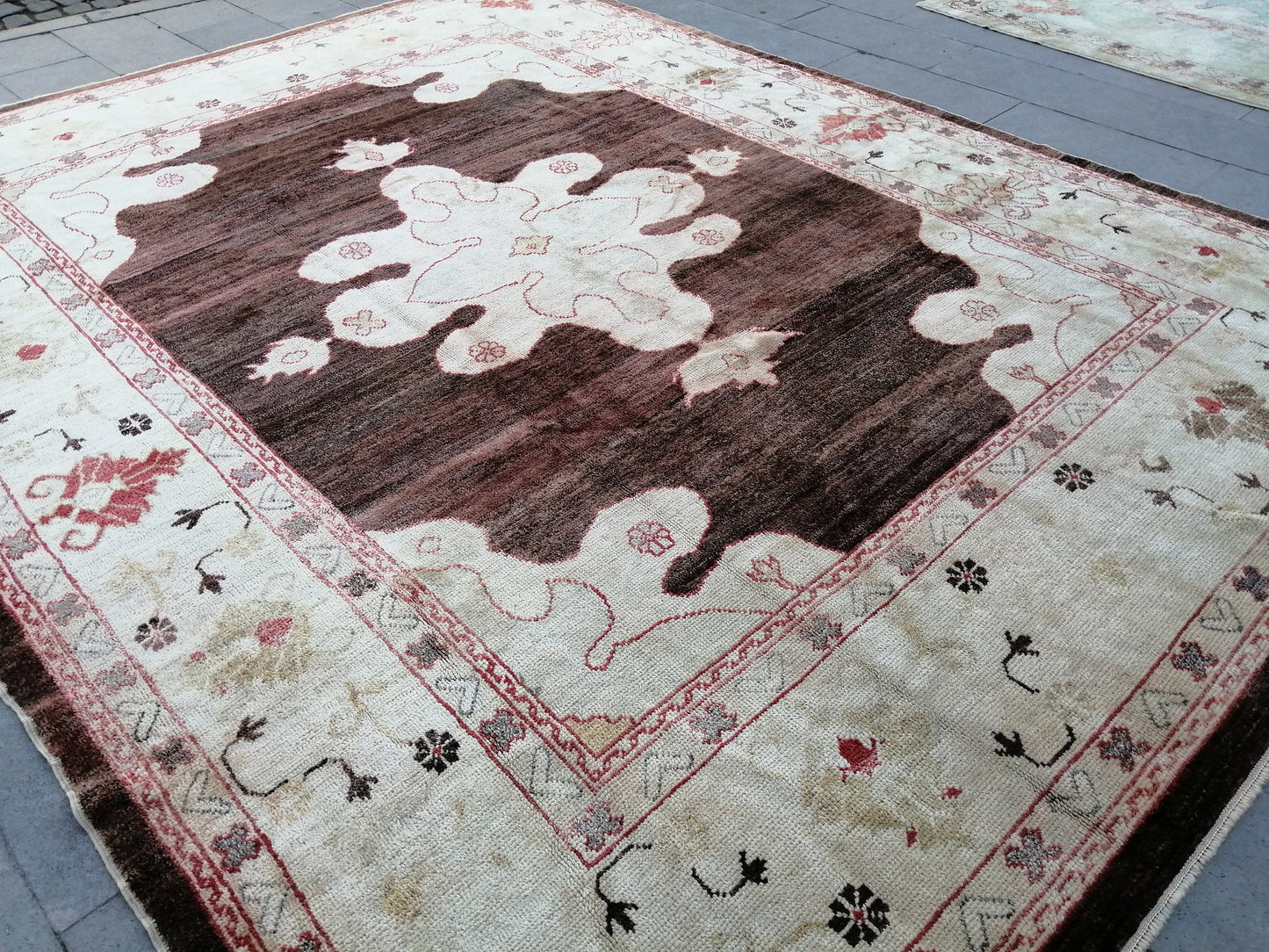 Large OUSHAK RUG, 9 x 11.8 TURKISH Oushak Rug, Vintage Oushak Rug Wool Oushak Rug Hand Made Rugs, Authentic Oushak Rug