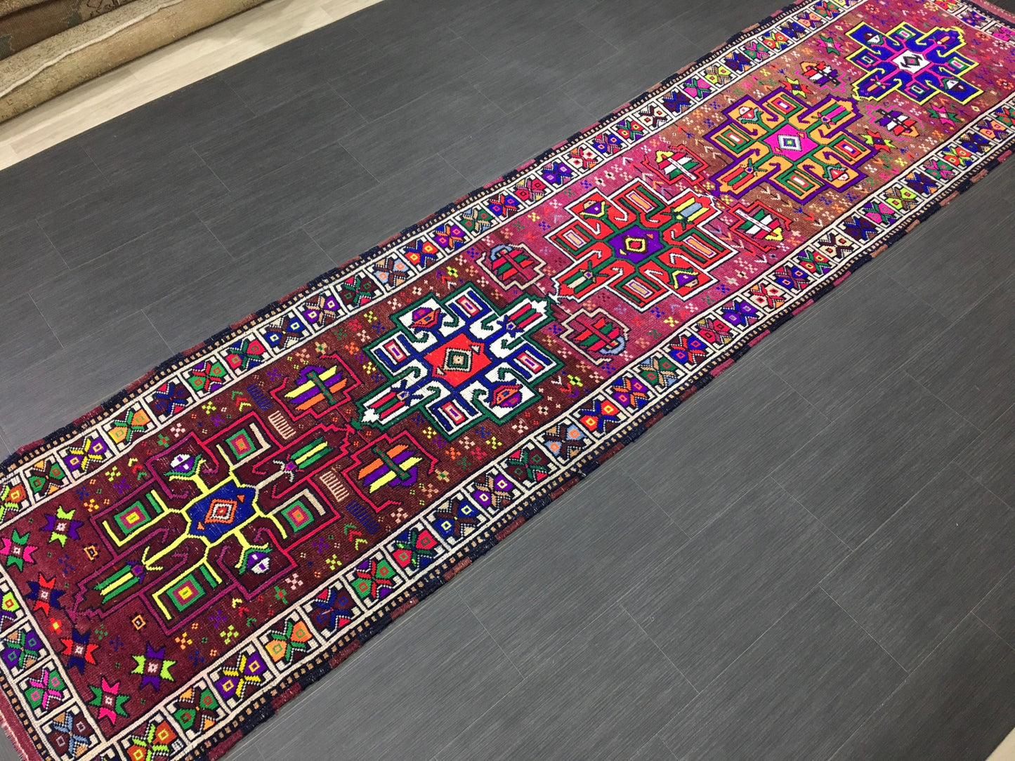 Vintage Runner Rug  3x12 Hand Knotted Runner Rug Turkish Runner Rug Muted Persian Runner Rug Vintage Runner Rug Oriental Runner Rug