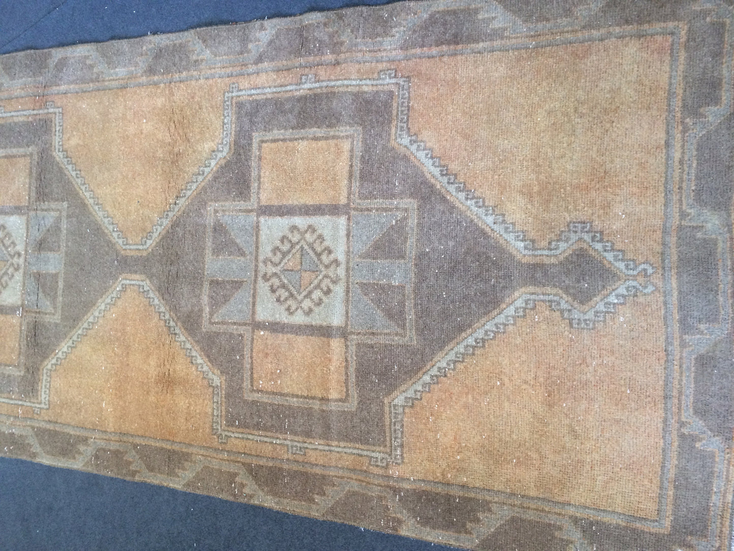 12.2 x 3.8 Oushak Runner Rug Turkish Runner Rug Neutral Vintage Runner Rug Hallway Runner Rug Muted Kitchen Runner Rug Wool Runner Rug Wool