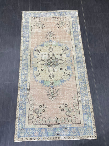 Vintage Rug TURKISH Rug Vintage 3.2 x 6.6 Oushak Rugs Muted Rug Turkish Oushak Rug, Vintage Oushak Rug Wool Rug