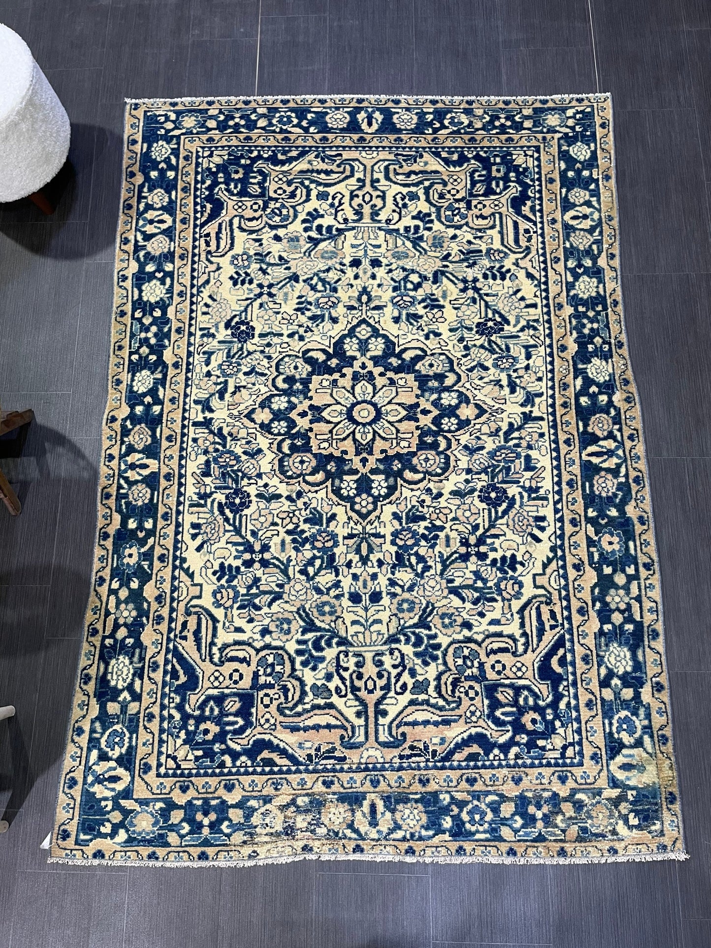 Persian Rug, Vintage 4.5 x 6.5 Rug, Navy Hand Knotted Rug, HANDMADE Rug, Vintage Turkish Rug, Oushak Rug, Oriental Rug, Wool Rug