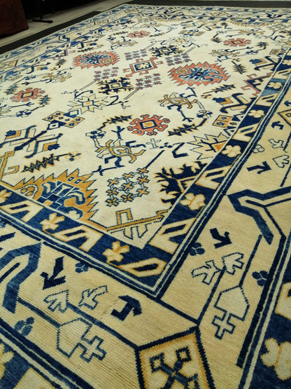 Oriental RUG 9 x 12 Oushak Rug  Blue Persian Rug Navy Vintage Rug 9x12 Oushak Rugs Antique Turkish Rug Muted  Quality Turkish room Rug