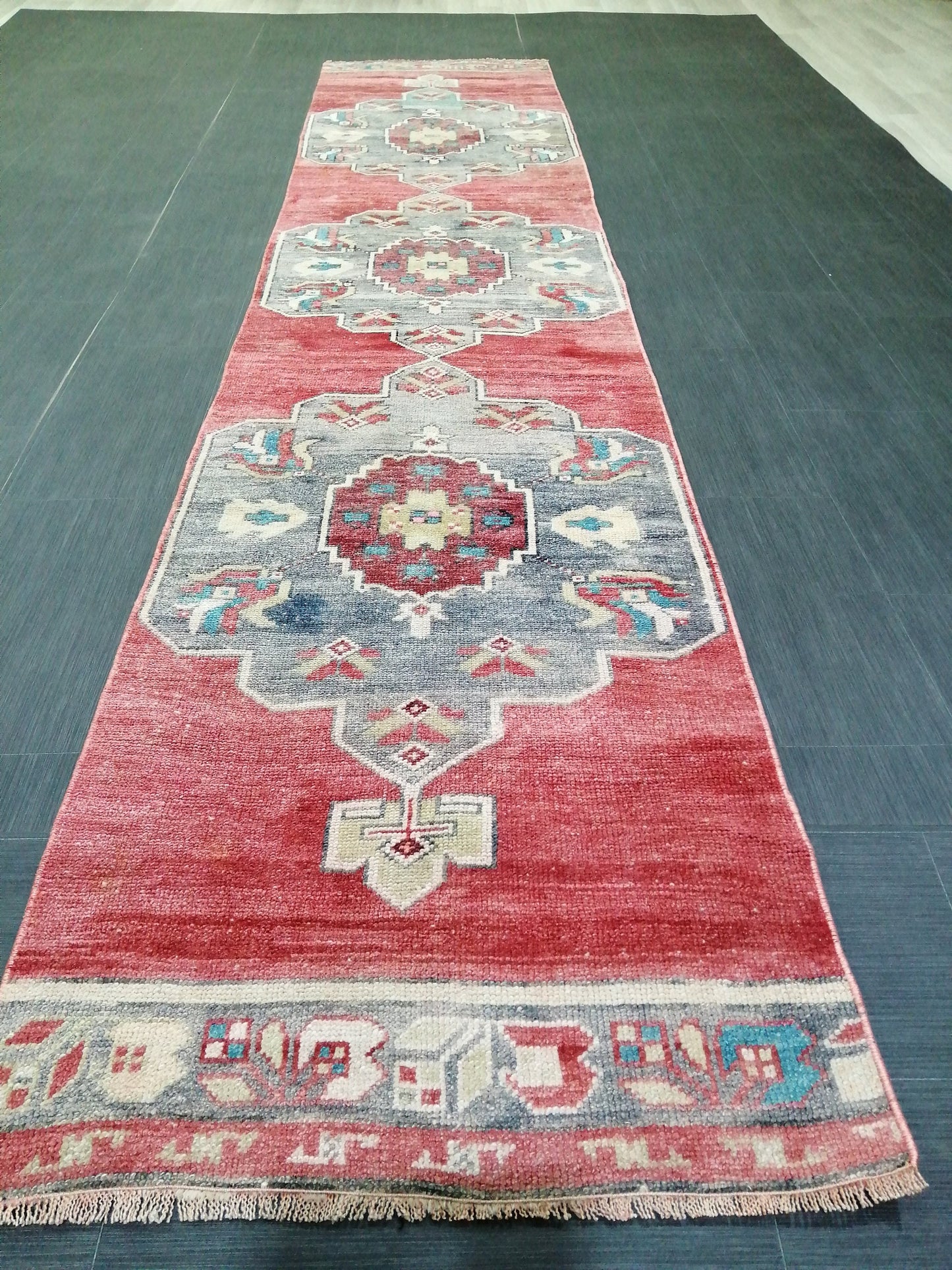 11.8 x 2.5 Oushak Runner Rug Turkish Runner Rug Vintage Runner Rug Hallway Runner Rug Kitchen Runner Rug Wool Runner Rug Wool Oushak Rug