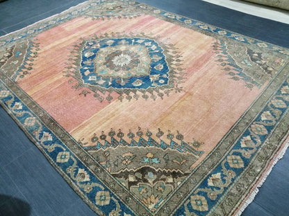 Turkish RUG 6.5 x 8.9 Oushak Rug Vintage Oriental Rug Vintage Persian Rug Wool Hand Knotted Rug Handmade Rugs Vintage Turkish Rug