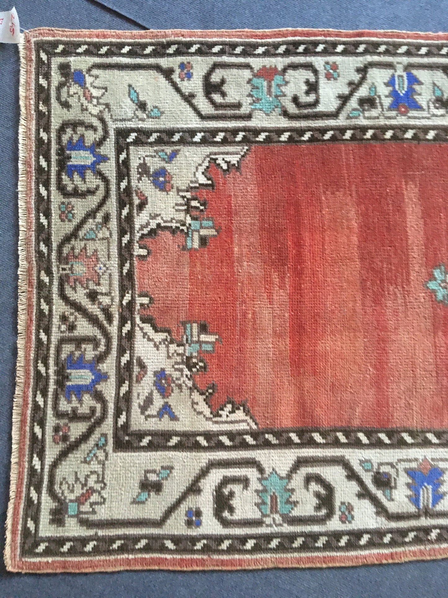 3.2x6 feet red turkish bedroom large rug, vintage blue handmade rug, wide living room rug, kitchen middle wool rug, bathrom floor bohem rug