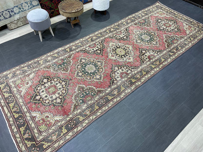 Turkish Runner Rug, Turkish Runner 4.7 x 12.3 Rug, Vintage Runner Rug, Hallway Runner Rug Kitchen Runner Rug, Wool Runner Rug Persian Rug