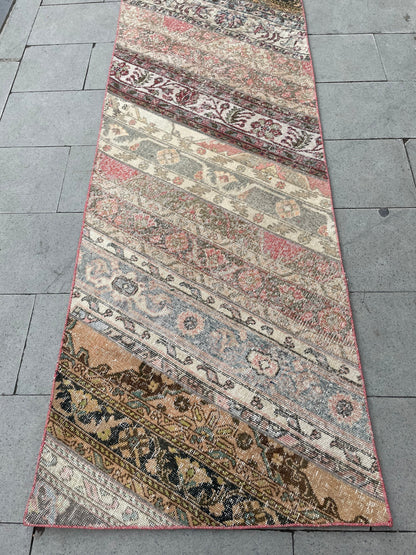 Vintage Runner Rug 2.7 x 22 ft Extra Long  TURKISH Runner Rug Vintage Runner Rug Oriental Runner Rug Patchwork Runner Hand Knotted Runner