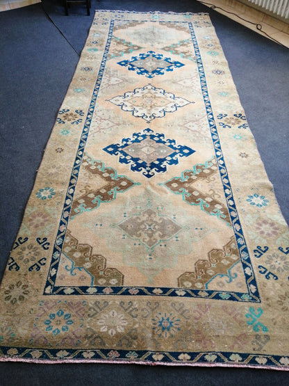 13 x 4.8 Runner Oushak Runner Rug, Turkish Runner Rug, Vintage Runner Rug, Hallway Runner Rug, Kitchen Runner Rug Wool Runner Rug
