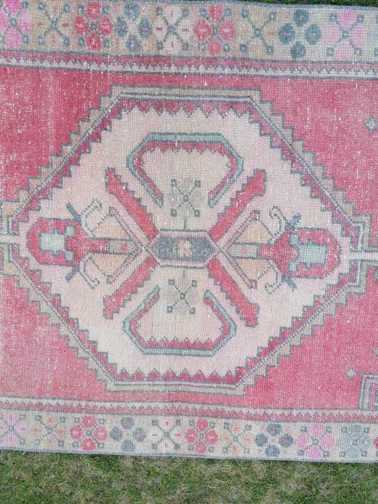 Oushak turkish wool rug 3'5x6'3 turkish handmade rug, vintage rug,kitchen rug, living room rug, bohemian rug
