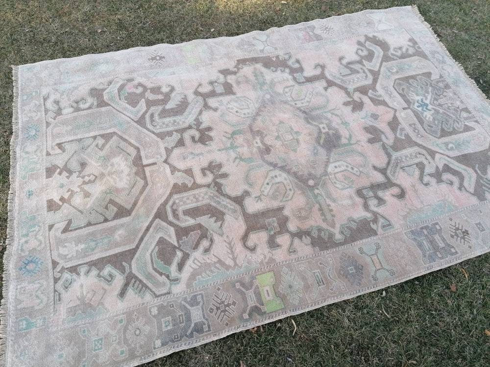 Oushak turkish rug 6x8'10 vintage anatolian rug,unique hand made bohemian rug