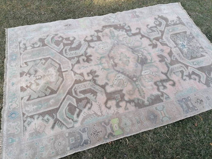 Oushak turkish rug 6x8'10 vintage anatolian rug,unique hand made bohemian rug