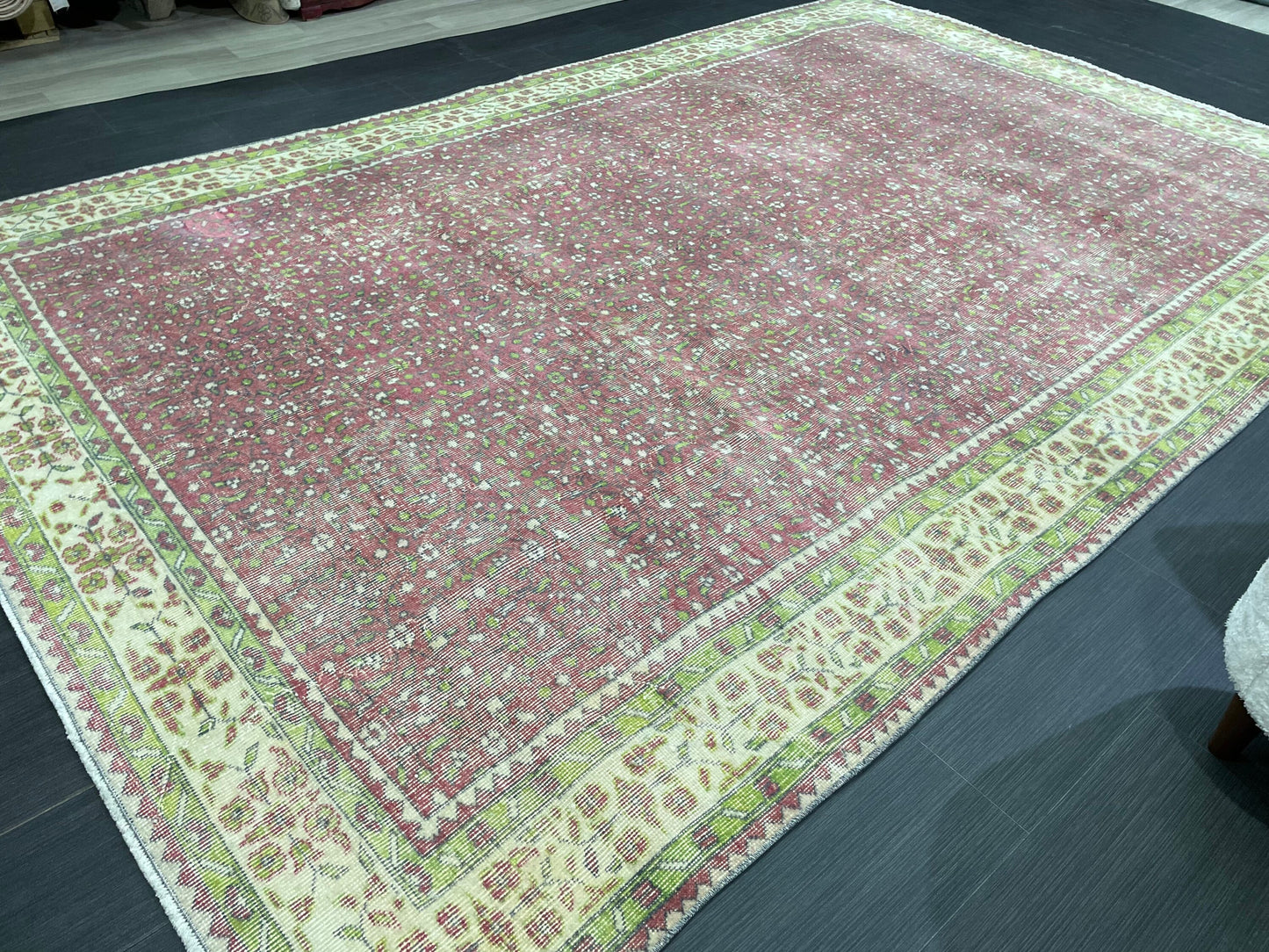 Floral Vintage OUSHAK RUG Antique TURKISH Rug Vintage Distressed Oriental Rug 6.7 x 10.3 Wool  Rug Hand Made Vintage Rug 7x10 Turkish Rug