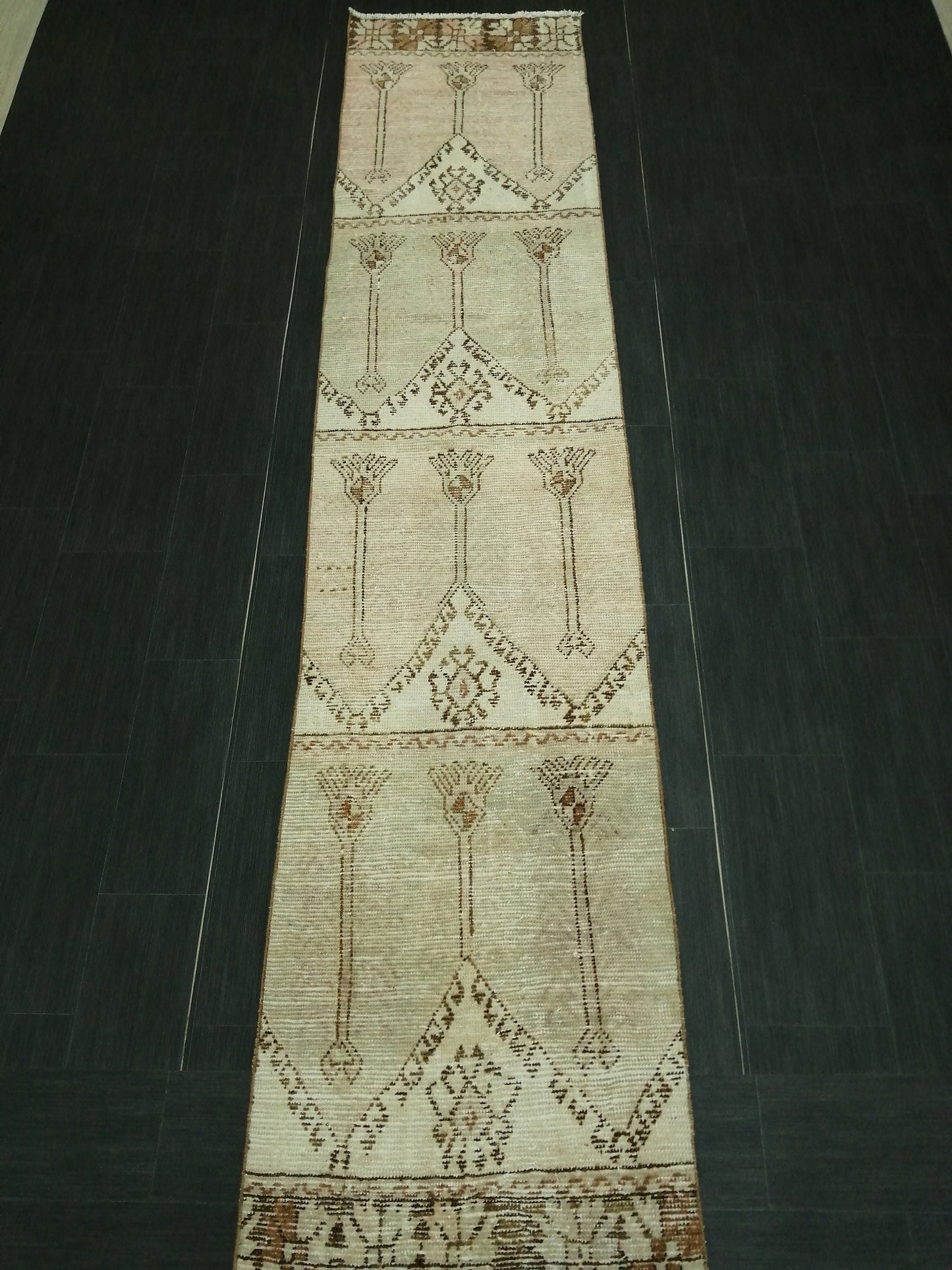 MUTED Oushak Runner Rug 2.4 x  11.6 Vintage Runner Rug Hallway Runner Rug Kitchen Runner Rug Wool Runner Rug Wool Oushak Turkish Runner Rug