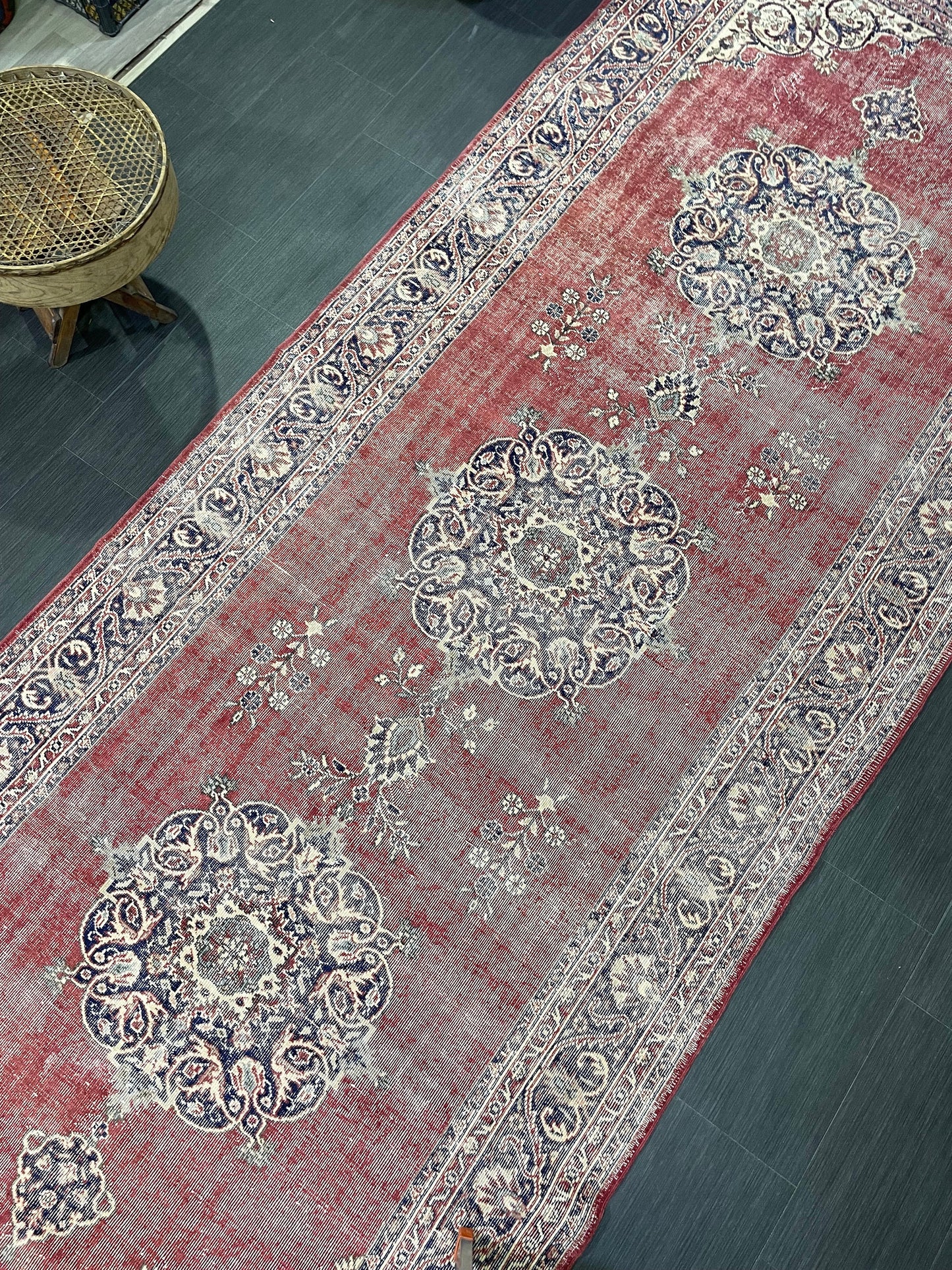 Antique Oushak Runner Rug, Turkish Runner 4.10 x 13 Rug, Vintage Runner Rug, Hallway Runner Rug, Oriental Runner Rug, Handmade Runner,