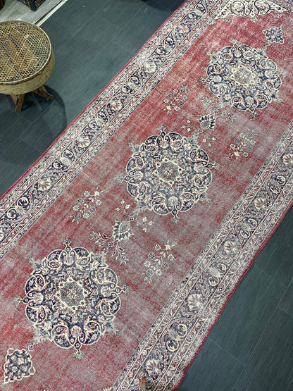 Antique Oushak Runner Rug, Turkish Runner 4.10 x 13 Rug, Vintage Runner Rug, Hallway Runner Rug, Oriental Runner Rug, Handmade Runner,