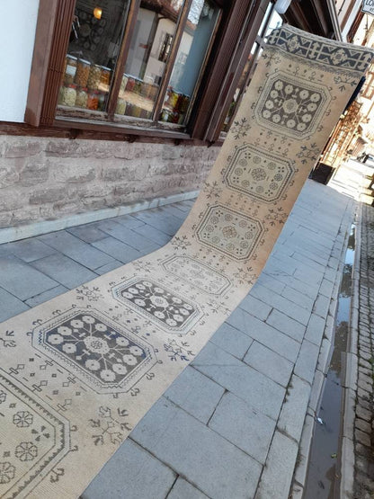 XL Wool Handmade Runner Rug 2.9 x 23 Long TURKISH Runner Rug Vintage Runner Rug Oriental Runner Rug Staircase Runner rug Hand Knotted Runner