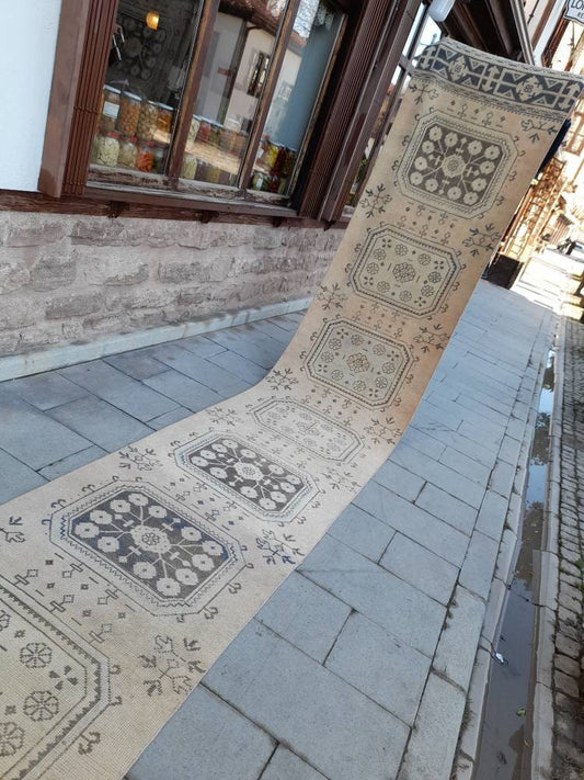 XL Wool Handmade Runner Rug 2.9 x 23 Long TURKISH Runner Rug Vintage Runner Rug Oriental Runner Rug Staircase Runner rug Hand Knotted Runner
