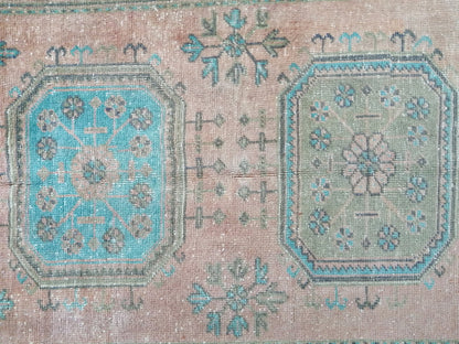 Oushak Runner Rug 11.4 x 4 Vintage Turkish Runner Rug Vintage Runner Rug Hallway Runner Rug Kitchen Runner Rug Wool Runner Rug