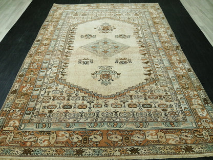 6.5 x 9.2 OUSHAK RUG TURKISH Oushak Rug Vintage Oushak Runner Rug Vintage Runner Rug Wool Oushak Rug Hand Made Rugs Vintage Turkish Rug