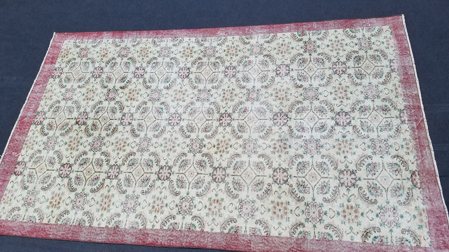 Oushak turkish rug, vintage rug, vintage oushak rug, vintage anatolian rug,kitchen runner rug unique hand made rug,bohemian rug 9'x5'6
