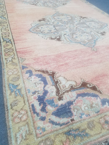 3'5x9'4 oushak wool runner rug,turkish handmade rug, hallway runner rug, vintage runner rug, kitchen runner rug