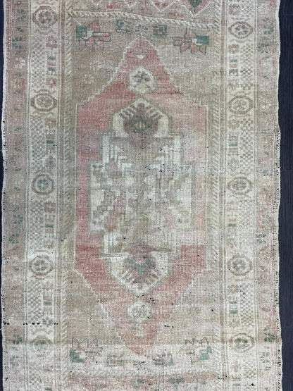 Vintage Turkish RUG, Muted Oushak Rug, 3 x 5.8 Vintage Rug, Antique Rug, Handmade Rug, Hand Knotted Rug Bohemian Rug Wool Rug