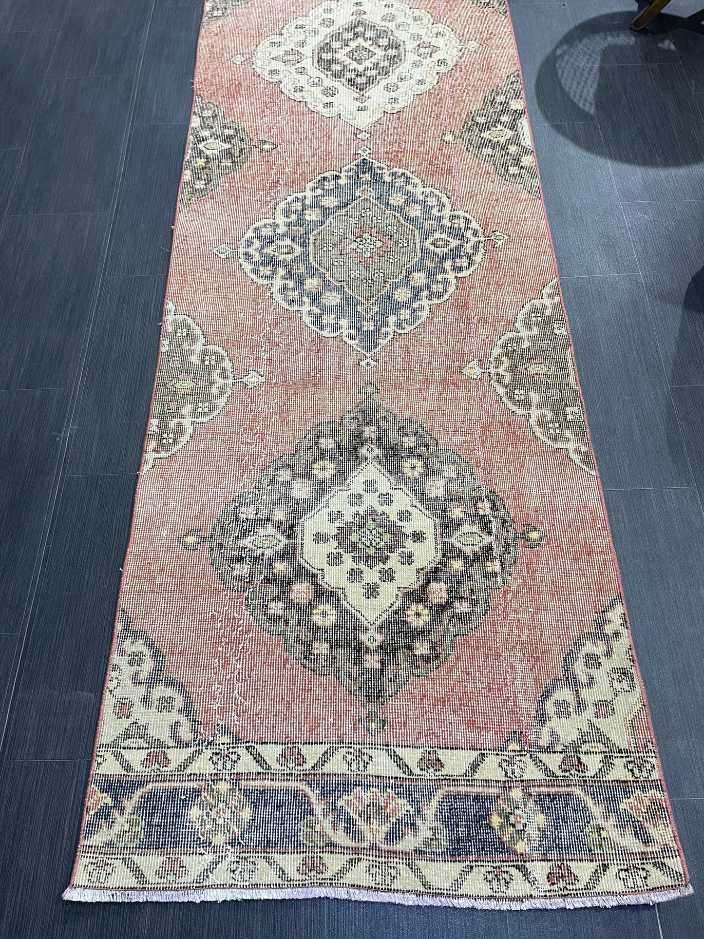 Oushak Runner Rug, Vintage Runner 2.9 x 12.5 Rug, Hallway Runner Rug, Kitchen Runner Rug Wool Runner Rug Wool Oushak Rug