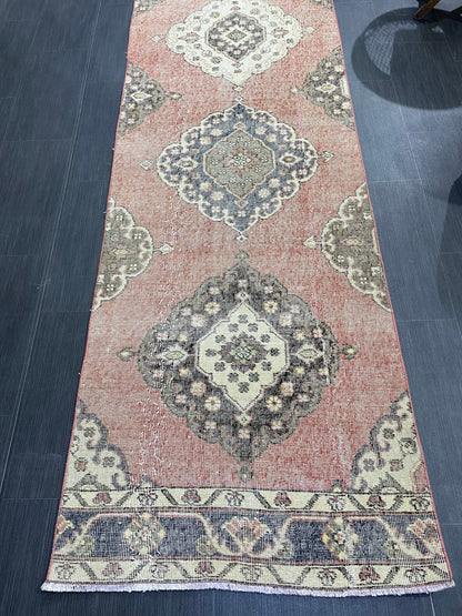 Oushak Runner Rug, Vintage Runner 2.9 x 12.5 Rug, Hallway Runner Rug, Kitchen Runner Rug Wool Runner Rug Wool Oushak Rug